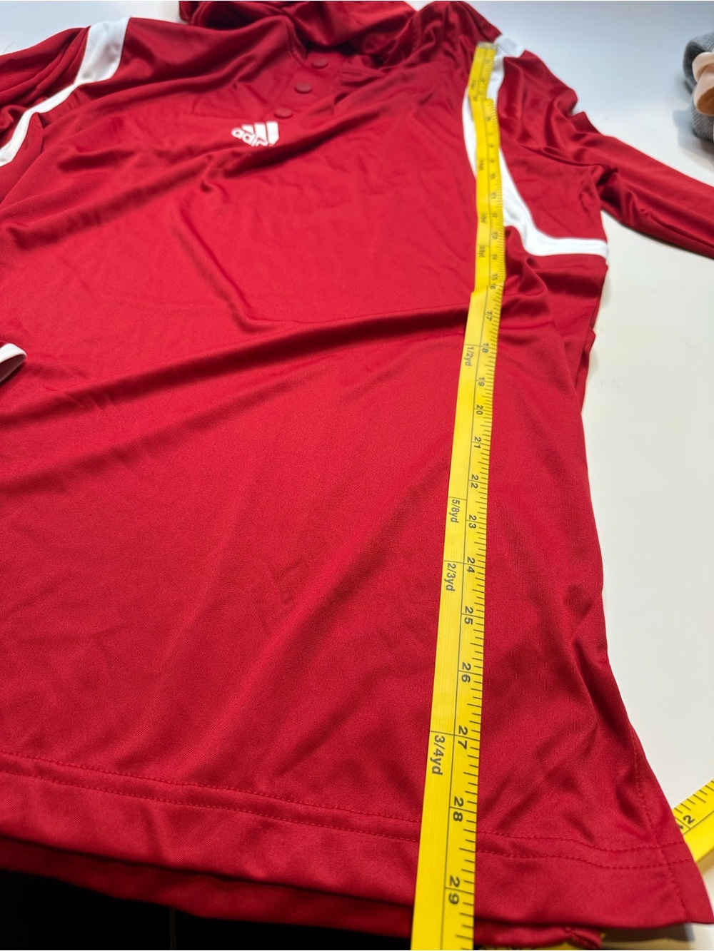 adidas Red and White Men's Athletic Long Sleeve Pullover - Picture 11 of 13